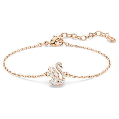 Pulsera Swan Tallas mixtas, Cisne, Blanca, Baño tono oro rosa