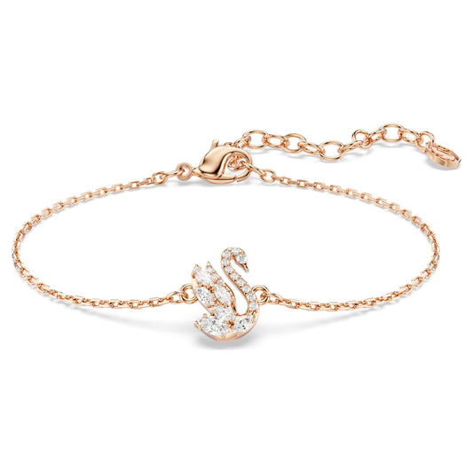 Pulsera Swan Tallas mixtas, Cisne, Blanca, Baño tono oro rosa