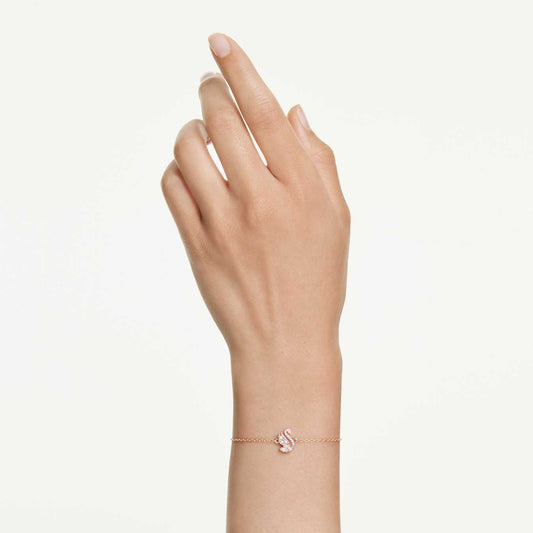 Pulsera Swan Tallas mixtas, Cisne, Blanca, Baño tono oro rosa