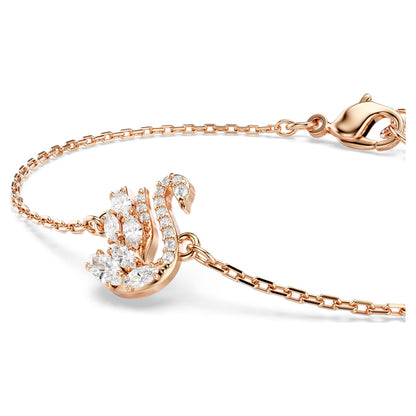 Pulsera Swan Tallas mixtas, Cisne, Blanca, Baño tono oro rosa