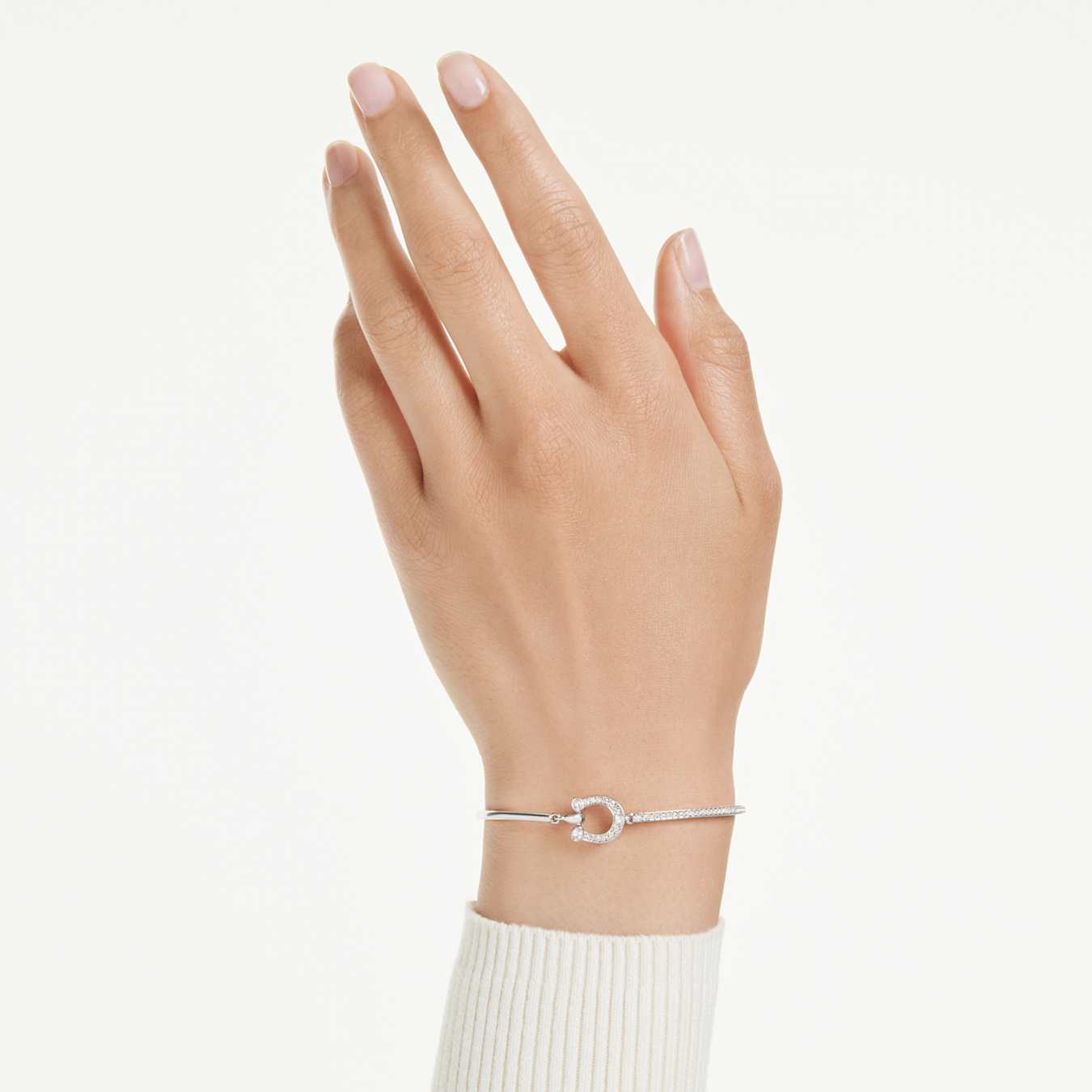 Pulsera Symbolica Pavé, Herradura, Blanca, Baño de rodio