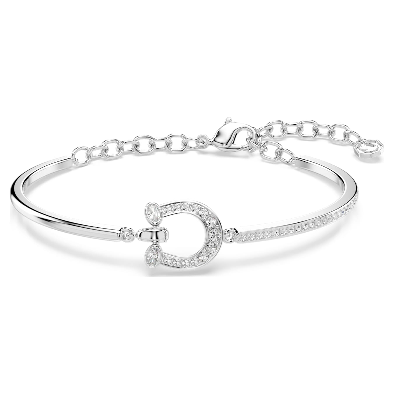 Pulsera Symbolica Pavé, Herradura, Blanca, Baño de rodio