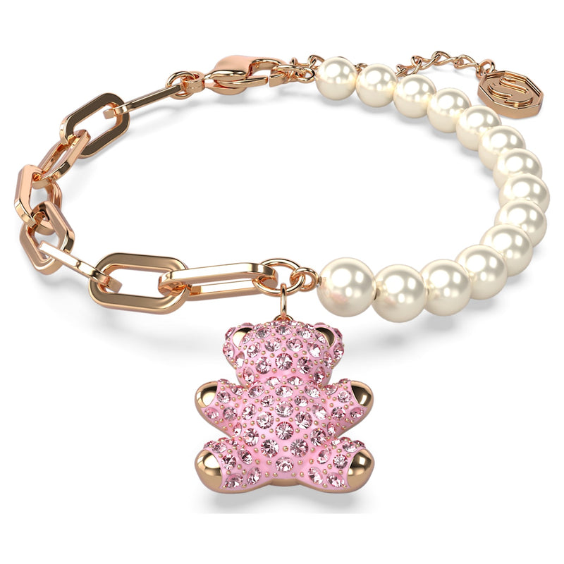 Pulsera Teddy, Oso, Rosa, Baño tono oro rosa – Swarovski Panamá