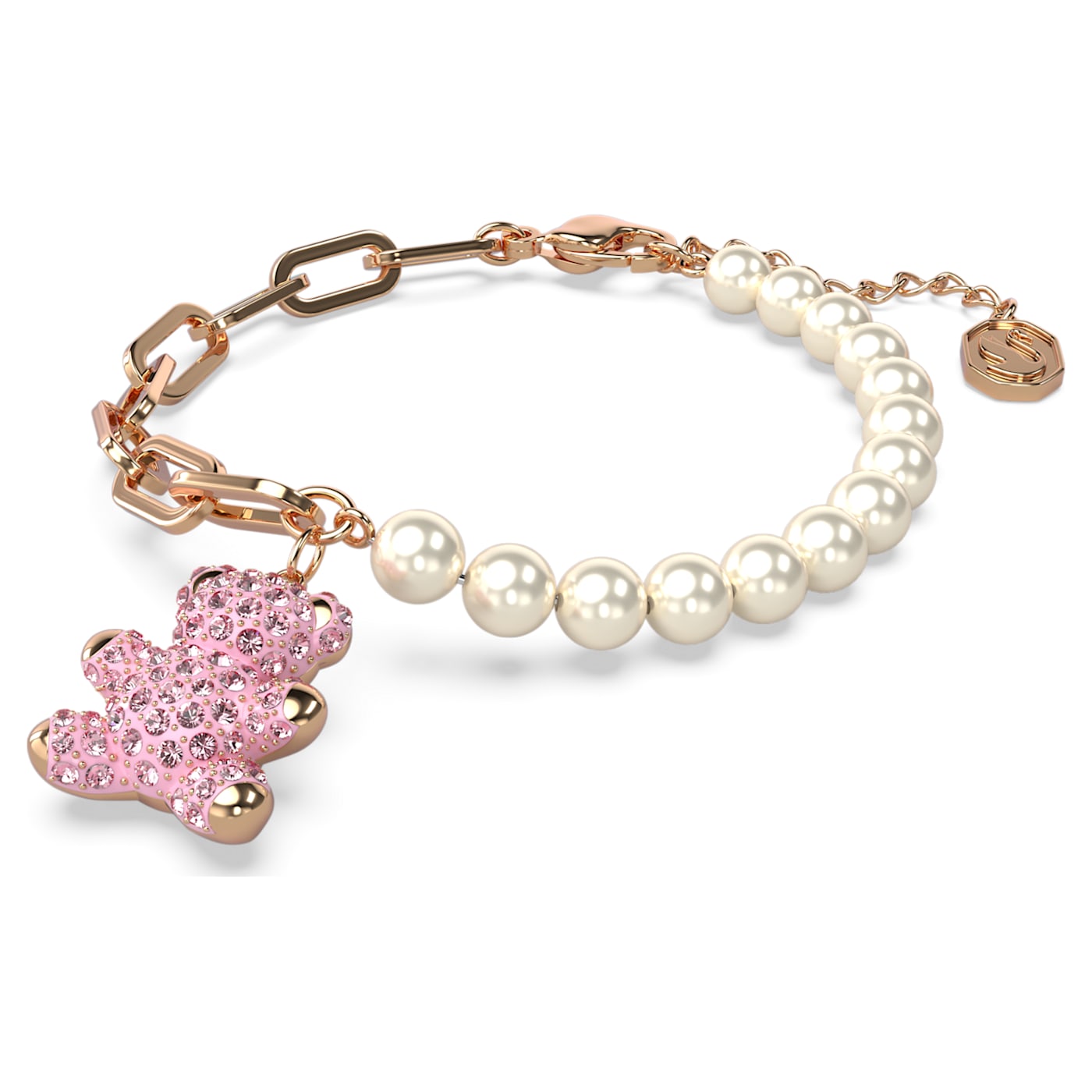 Pulsera Teddy, Oso, Rosa, Baño tono oro rosa