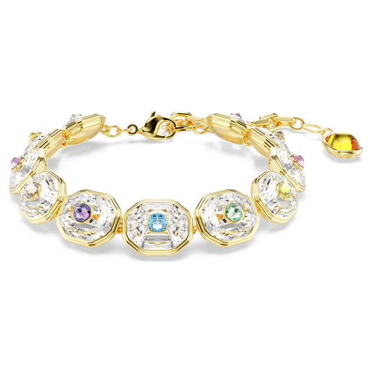 Pulsera Tennis Chroma Talla octogonal, Multicolor, Baño tono oro
