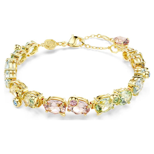 Pulsera Tennis Gema Tallas mixtas, Multicolor, Baño tono oro