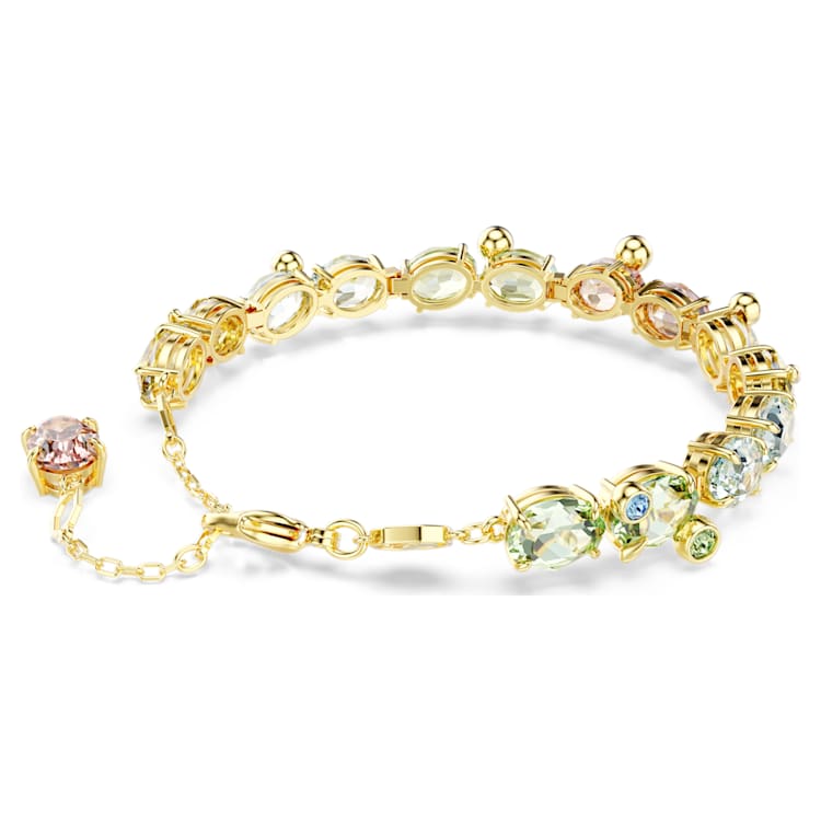 Pulsera Tennis Gema Tallas mixtas, Multicolor, Baño tono oro