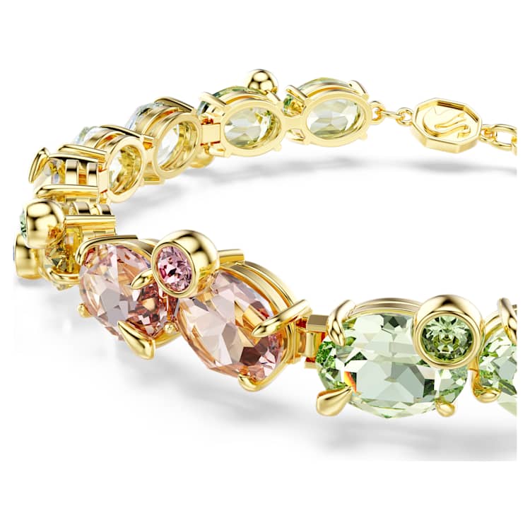 Pulsera Tennis Gema Tallas mixtas, Multicolor, Baño tono oro