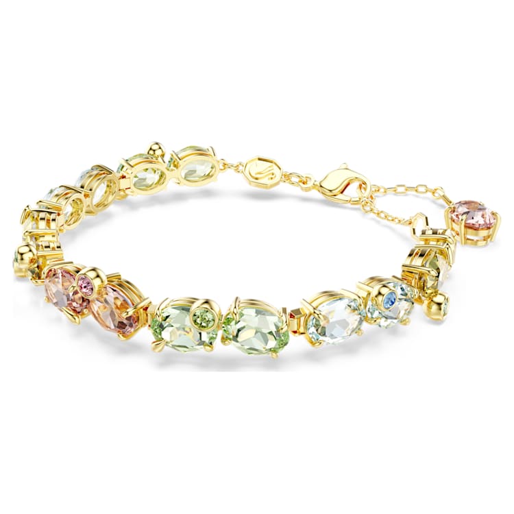 Pulsera Tennis Gema Tallas mixtas, Multicolor, Baño tono oro