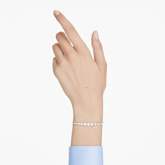 Pulsera Tennis Imber Tallas redondas combinadas, Blanca, Baño de rodio