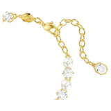 Pulsera Tennis Matrix Perla de cristal, Talla redonda, Blanca, Baño tono oro