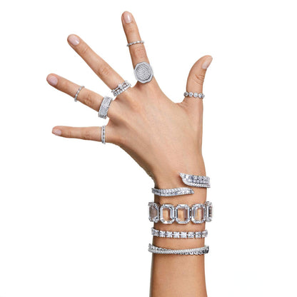 Pulsera Tennis Matrix Talla cuadrada, Pequeña, Blanca, Baño de rodio