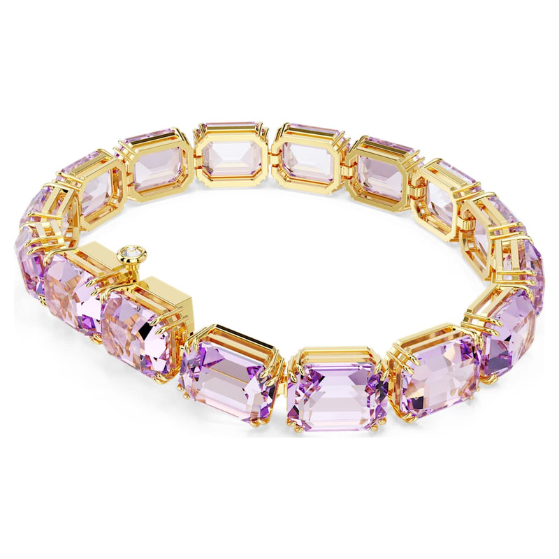 Pulsera Tennis Millenia Talla octogonal, Morada, Baño tono oro