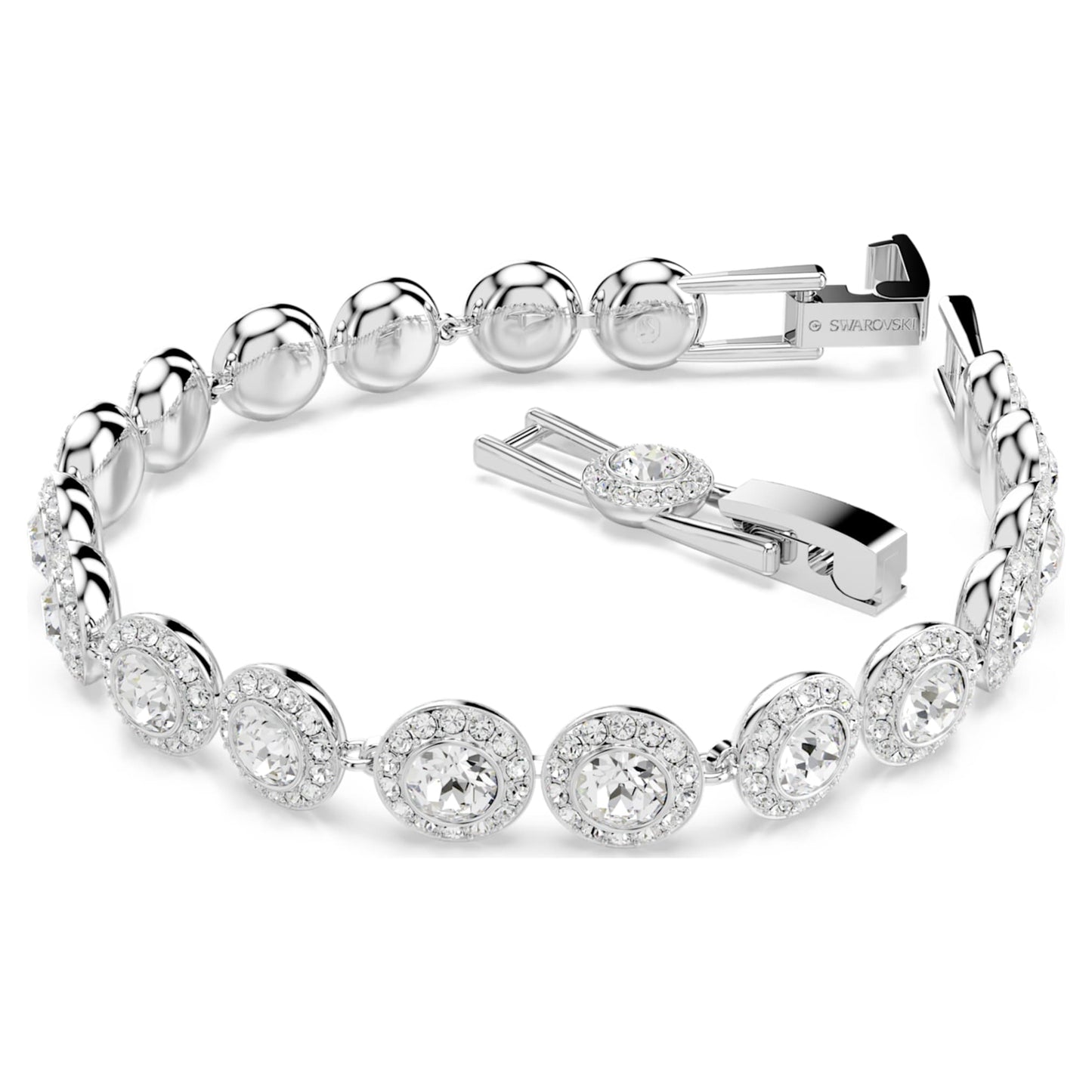 Pulsera Tennis Una Angelic Talla redonda, Blanca, Baño de rodio