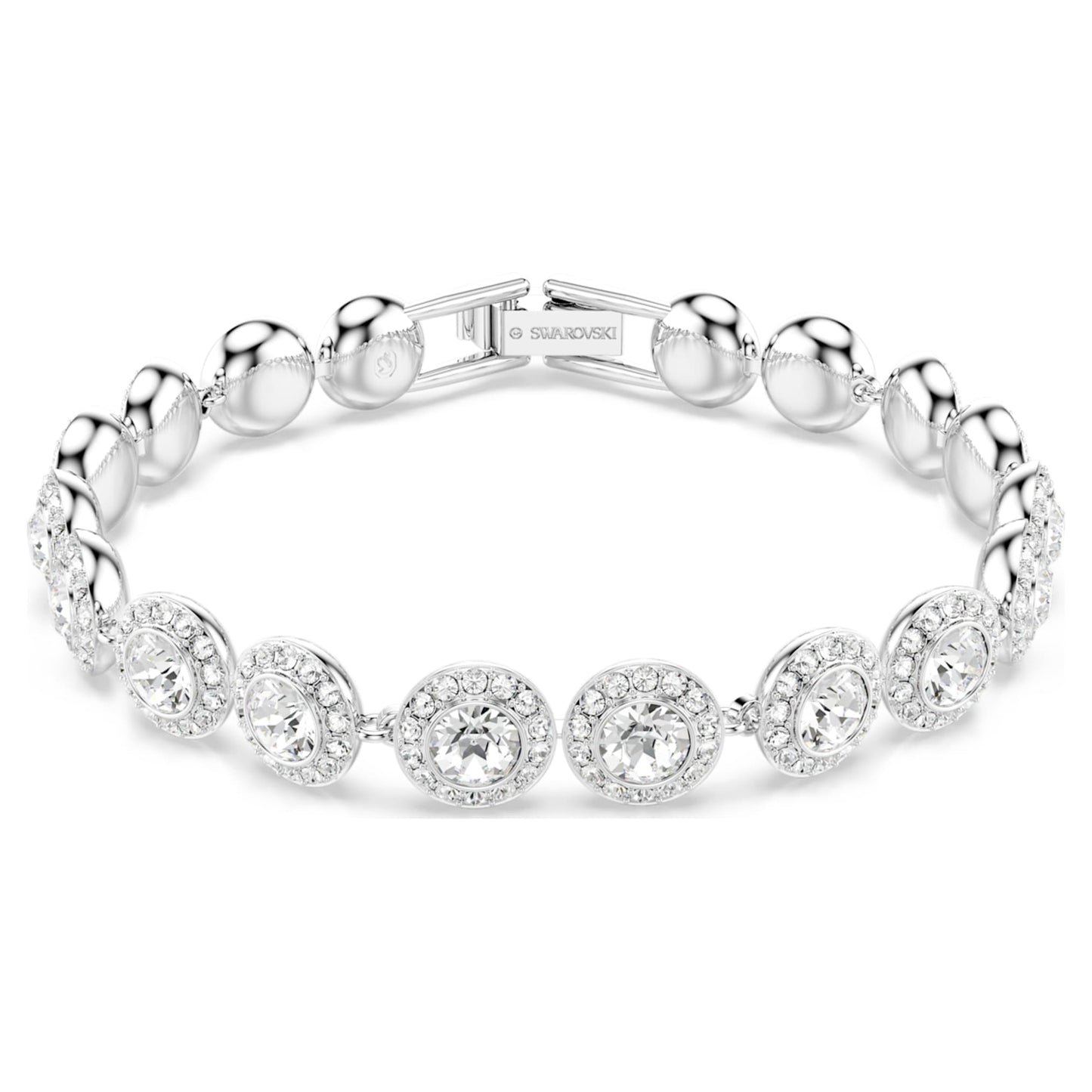 Pulsera Tennis Una Angelic Talla redonda, Blanca, Baño de rodio