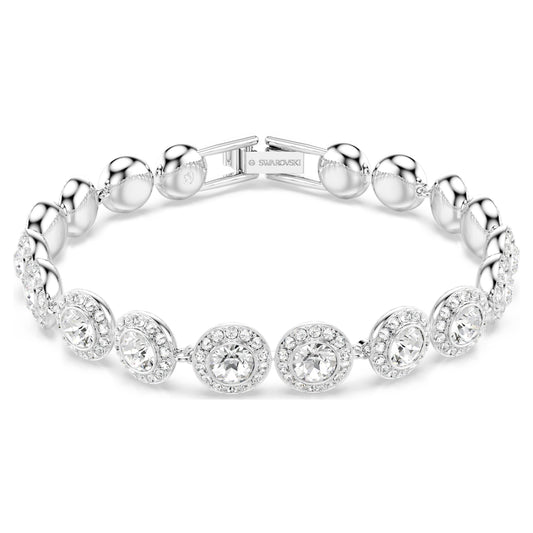 Pulsera Tennis Una Angelic Talla redonda, Blanca, Baño de rodio