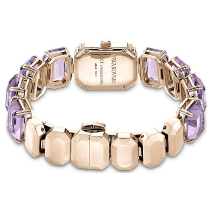 Reloj Pulsera de talla octogonal, Morado, Acabado tono oro champán