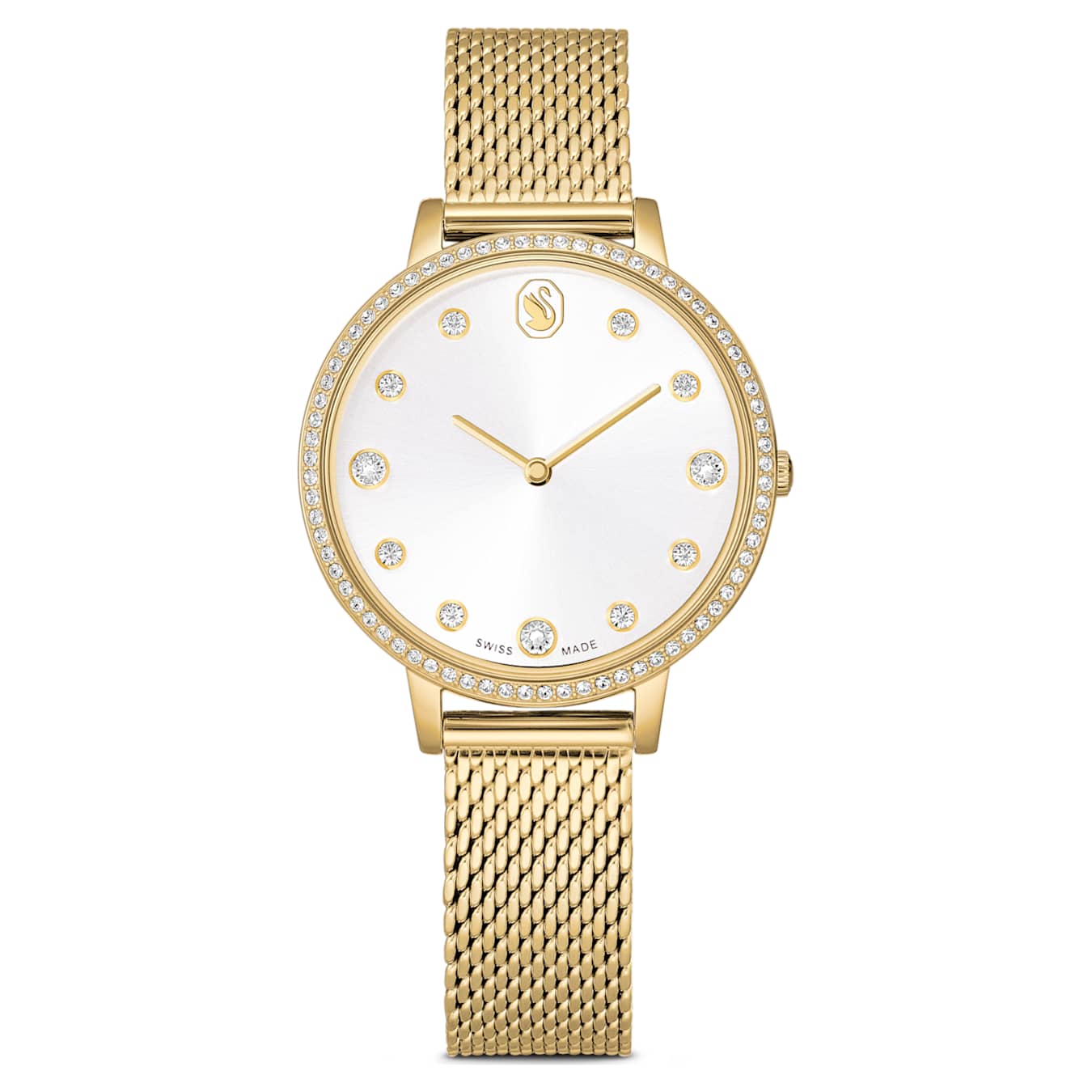 Reloj ClaricaFabricado en Suiza, Brazalete de metal, Tono dorado, Acabado tono oro