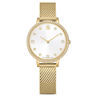 Reloj ClaricaFabricado en Suiza, Brazalete de metal, Tono dorado, Acabado tono oro