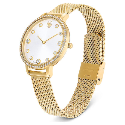 Reloj ClaricaFabricado en Suiza, Brazalete de metal, Tono dorado, Acabado tono oro
