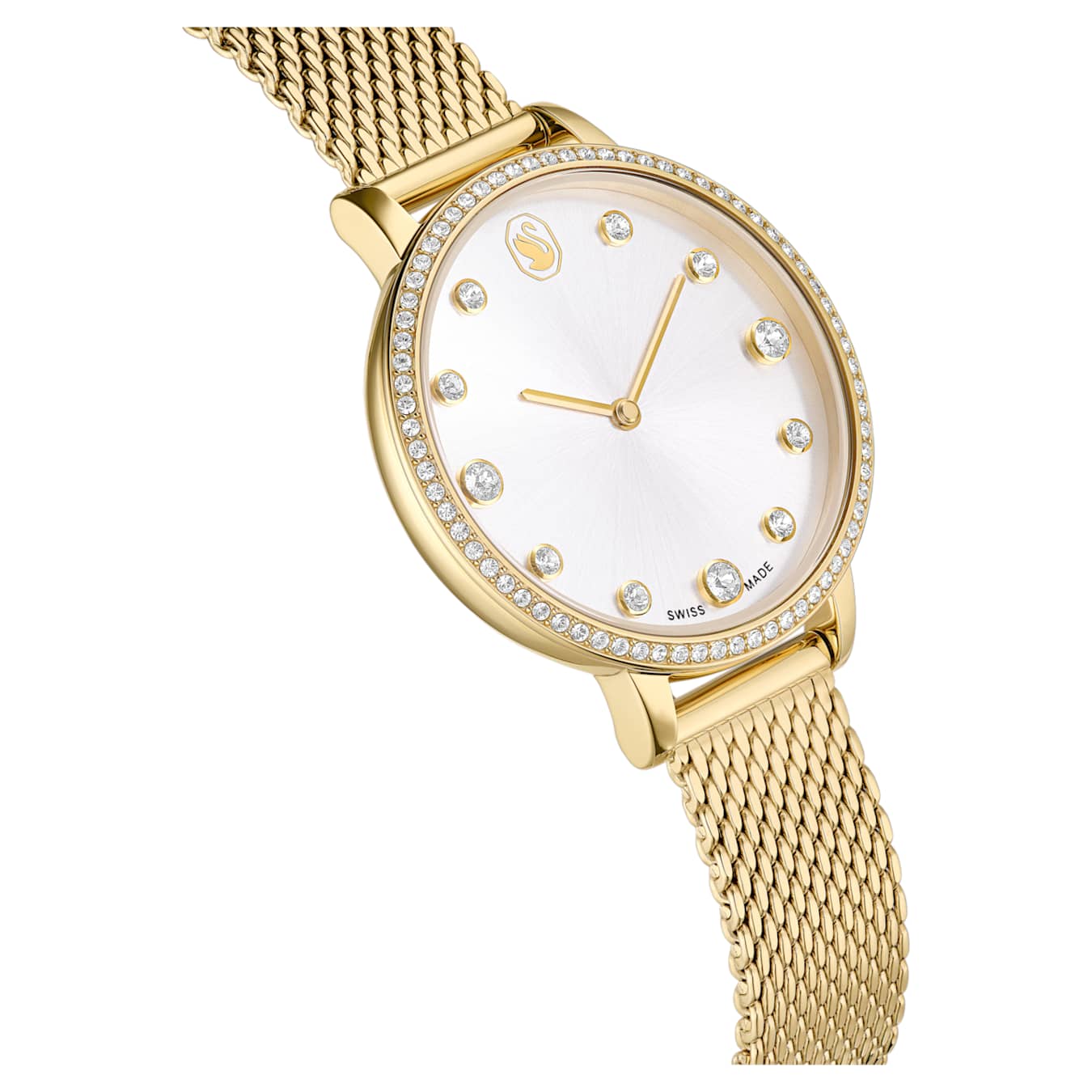Reloj ClaricaFabricado en Suiza, Brazalete de metal, Tono dorado, Acabado tono oro