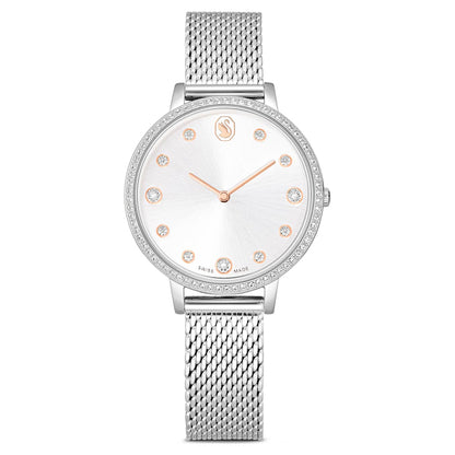 Reloj Clarica Fabricado en Suiza, Brazalete de metal, Tono plateado, Acero inoxidable