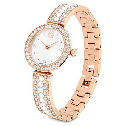 Reloj con brazalete Matrix pearl Swiss Made, Pulsera de cristal, Acabado tono oro rosa