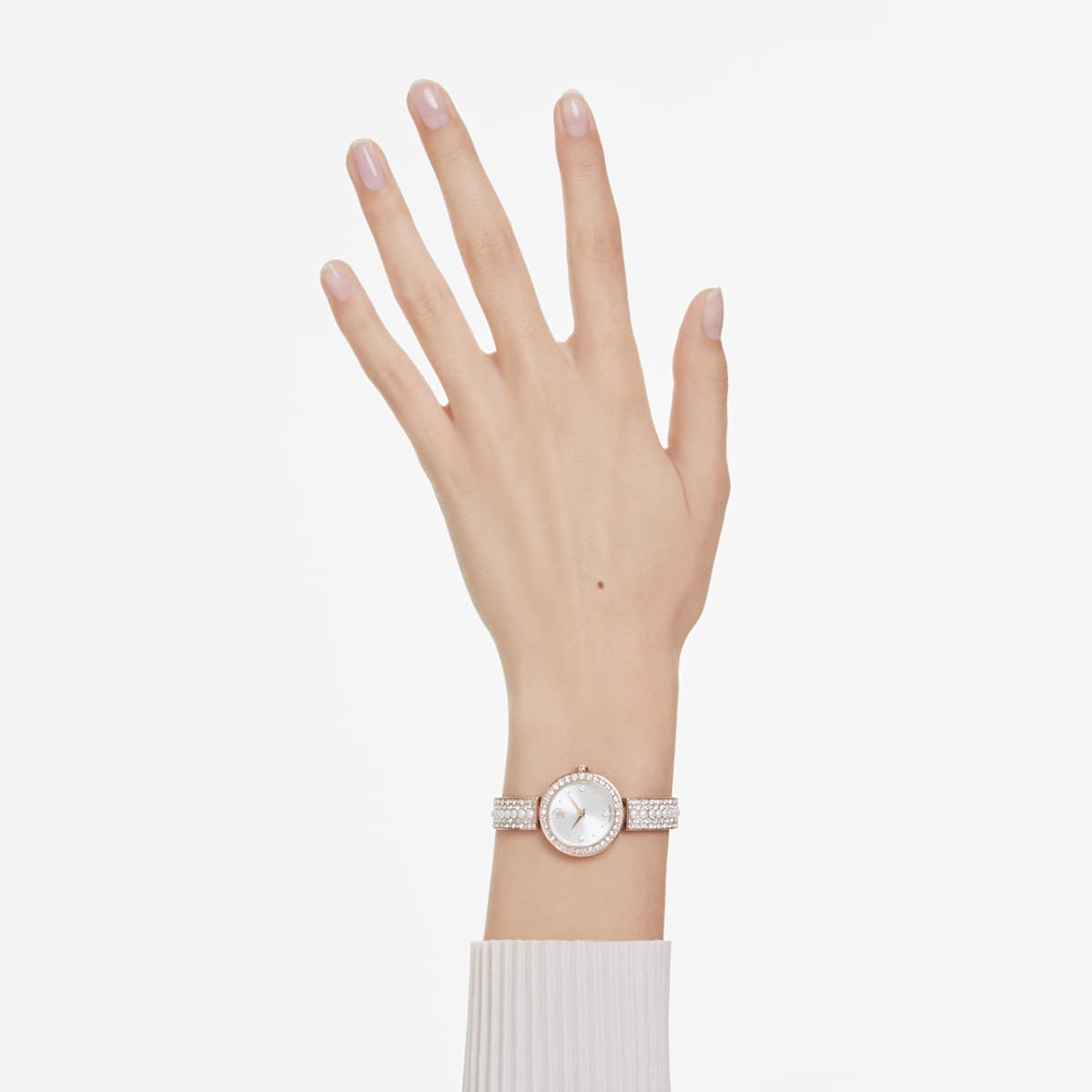 Reloj con brazalete Matrix pearl Swiss Made, Pulsera de cristal, Acabado tono oro rosa