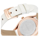 Reloj Crystalline aura Fabricado en Suiza, Correa de piel, Blanco, Acabado tono oro rosa