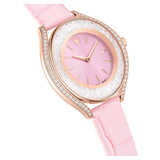 Reloj Crystalline aura Fabricado en Suiza, Correa de piel, Rosa, Acabado tono oro rosa