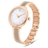 Reloj Crystalline Bangle Fabricado en Suiza, correa de metal, Beige, Acabado tono oro rosa