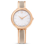 Reloj Crystalline Bangle Fabricado en Suiza, correa de metal, Beige, Acabado tono oro rosa