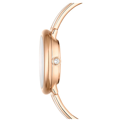 Reloj Crystalline Bangle Fabricado en Suiza, Brazalete de metal, Blanco, Acabado tono oro rosa (Copy)