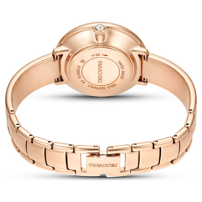 Reloj Crystalline Bangle Fabricado en Suiza, Brazalete de metal, Blanco, Acabado tono oro rosa (Copy)