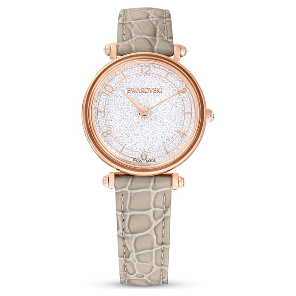 Reloj Crystalline Wonder, Fabricado en Suiza, Correa de piel, Beige, Acabado tono oro rosa