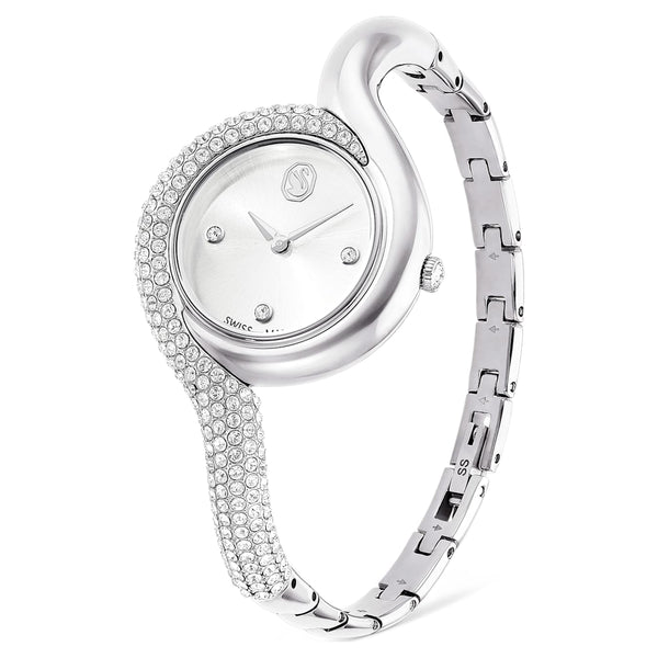 Reloj Dextera Asymmetric Fabricado en Suiza, Brazalete de metal, Tono plateado, Acero inoxidable