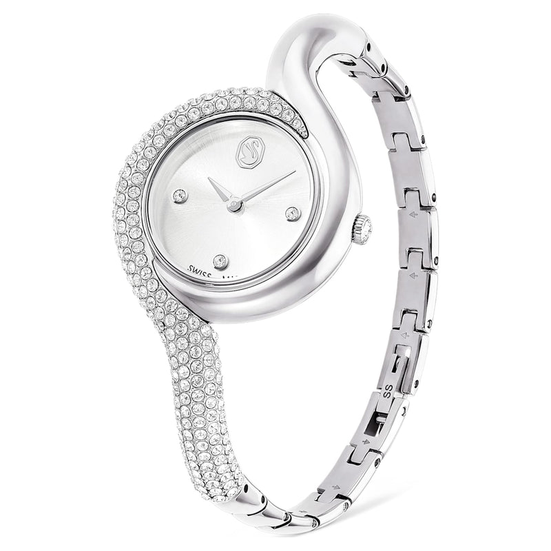 Reloj Dextera Asymmetric Fabricado en Suiza, Brazalete de metal, Tono plateado, Acero inoxidable