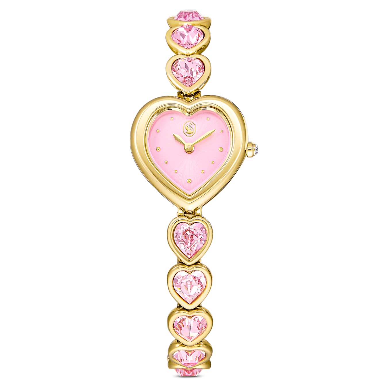 Reloj Idyllia Heart Pulsera de cristal, Rosa, Acabado tono oro