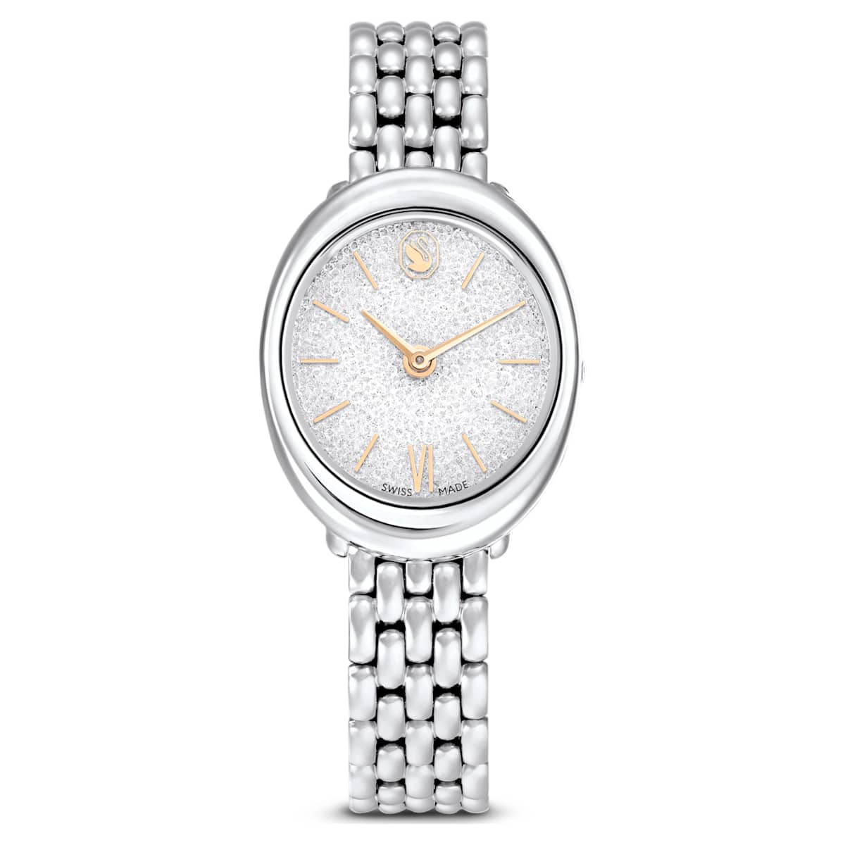 Reloj Imber oval Fabricado en Suiza, Brazalete de metal, Tono plateado, Acero inoxidable