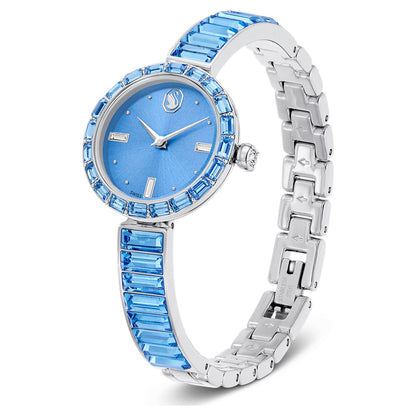 Reloj Matrix bangle Fabricado en Suiza, Pulsera de cristal, Azul, Acero inoxidable