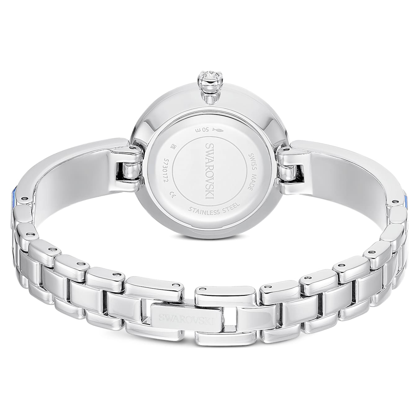 Reloj Matrix bangle Fabricado en Suiza, Pulsera de cristal, Azul, Acero inoxidable