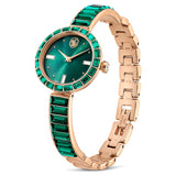 Reloj Matrix BangleFabricado en Suiza, Pulsera de cristal, Verde, Acabado tono oro