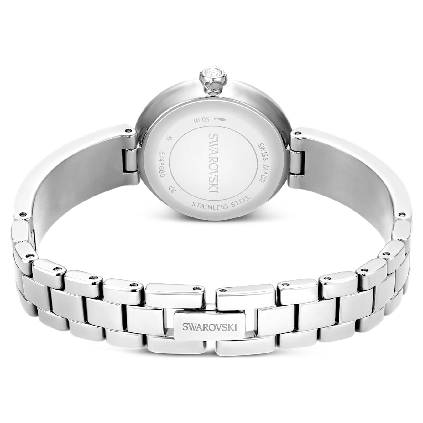 Reloj Matrix pearl bangle Fabricado en Suiza, Pulsera de cristal, Blanco, Acero inoxidable