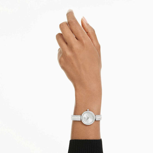 Reloj Matrix pearl bangle Fabricado en Suiza, Pulsera de cristal, Blanco, Acero inoxidable