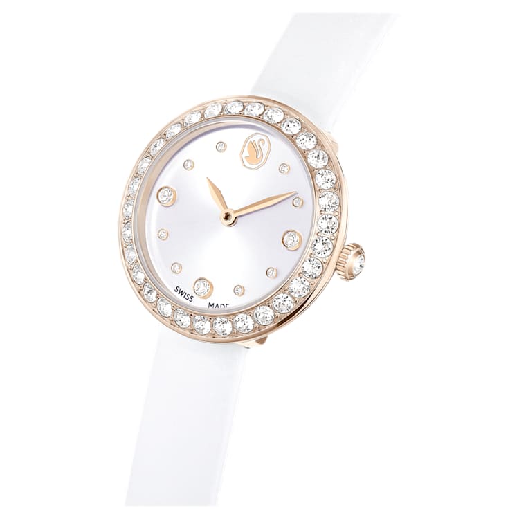 Reloj Matrix Tennis Correa de piel, Blanco, Acabado tono oro