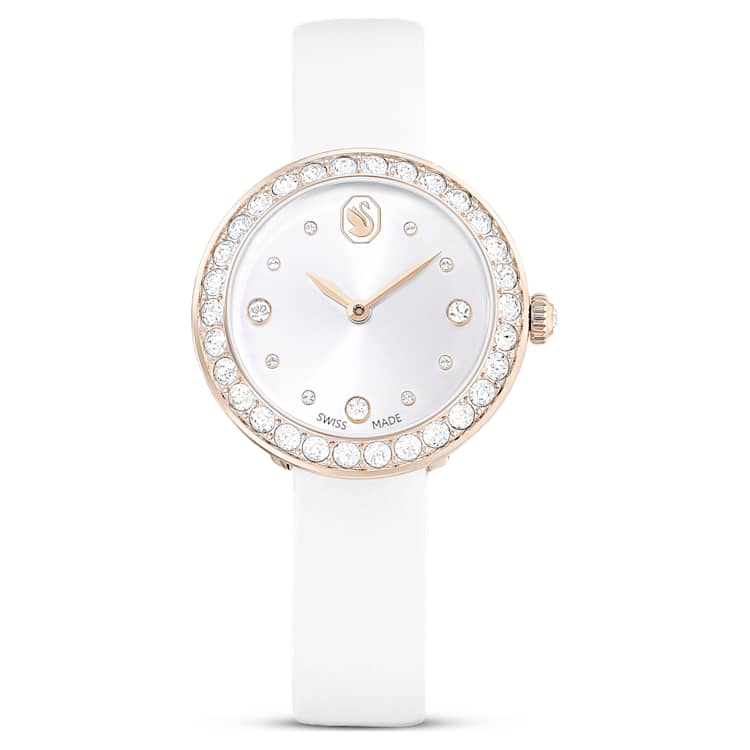 Reloj Matrix Tennis Correa de piel, Blanco, Acabado tono oro