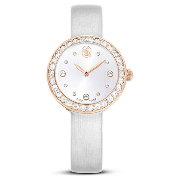 Reloj Matrix  Correa de piel, Gris, Acabado tono oro rosa