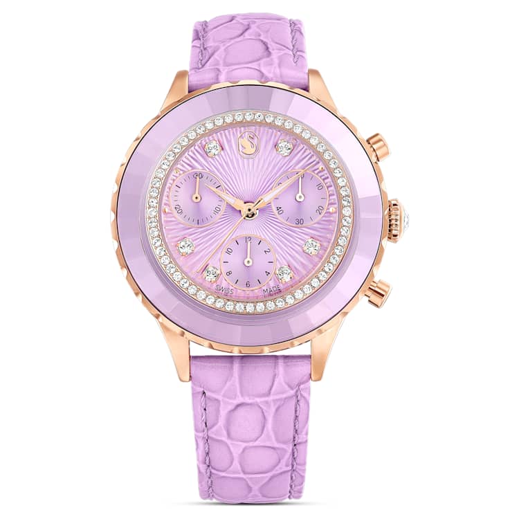 Reloj Octea ChronoFabricado en Suiza, Correa de piel, Morado, Acabado ...
