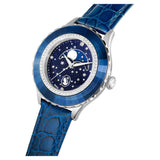 Reloj Octea Moon, Fabricado en Suiza, Luna, Correa de piel, Azul, Acabado en azul