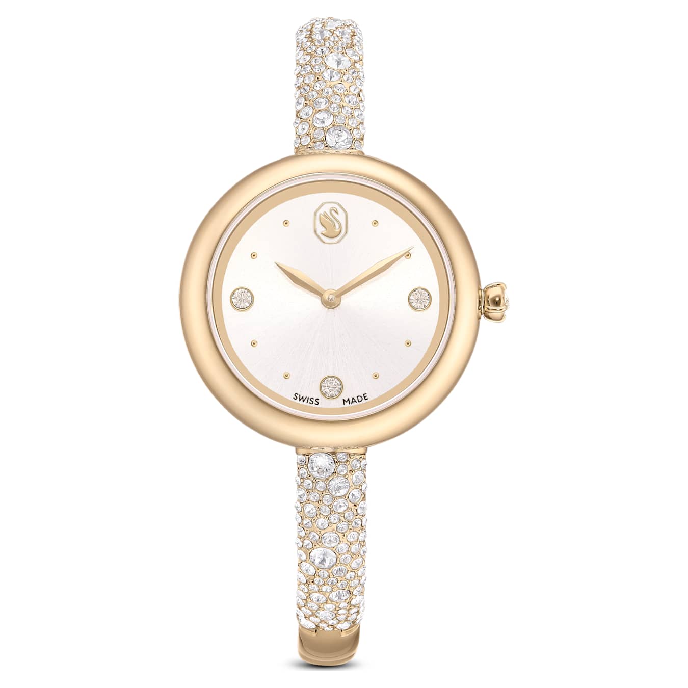 Reloj Sublima bangle Fabricado en Suiza, Brazalete de metal, Tono dorado, Acabado tono oro champán